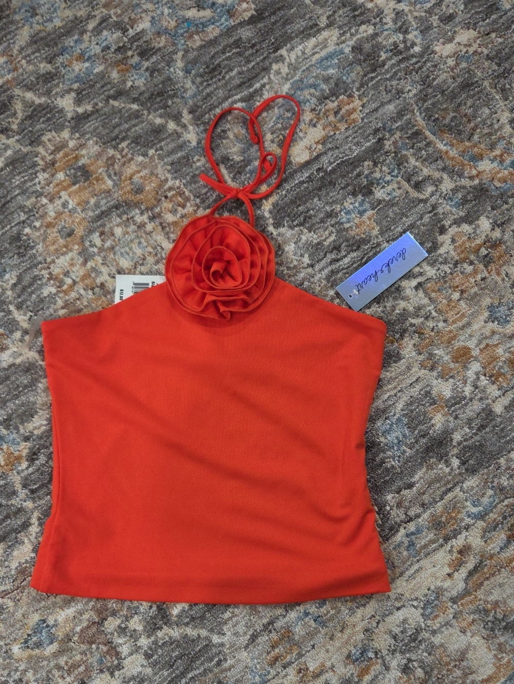 Orange Rose Halter Top